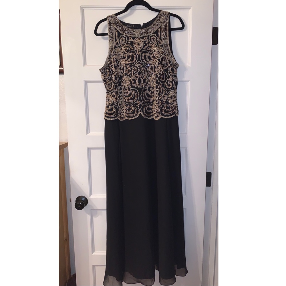Intricate Black and Gold Beaded Gown